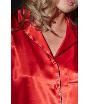 Zweiteiliger Pyjama, Oberteil mit Reverskragen und schmaler Paspel . Coemi Studio