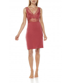 Sleeveless micromodal and lace nightdress, with fitted waist - Coemi-lingerie