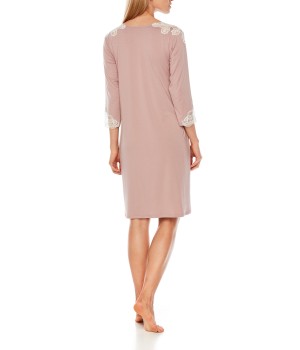 Camisón largo micromodal beige detalle textil
