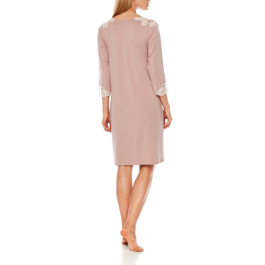 Camisón largo micromodal beige detalle textil