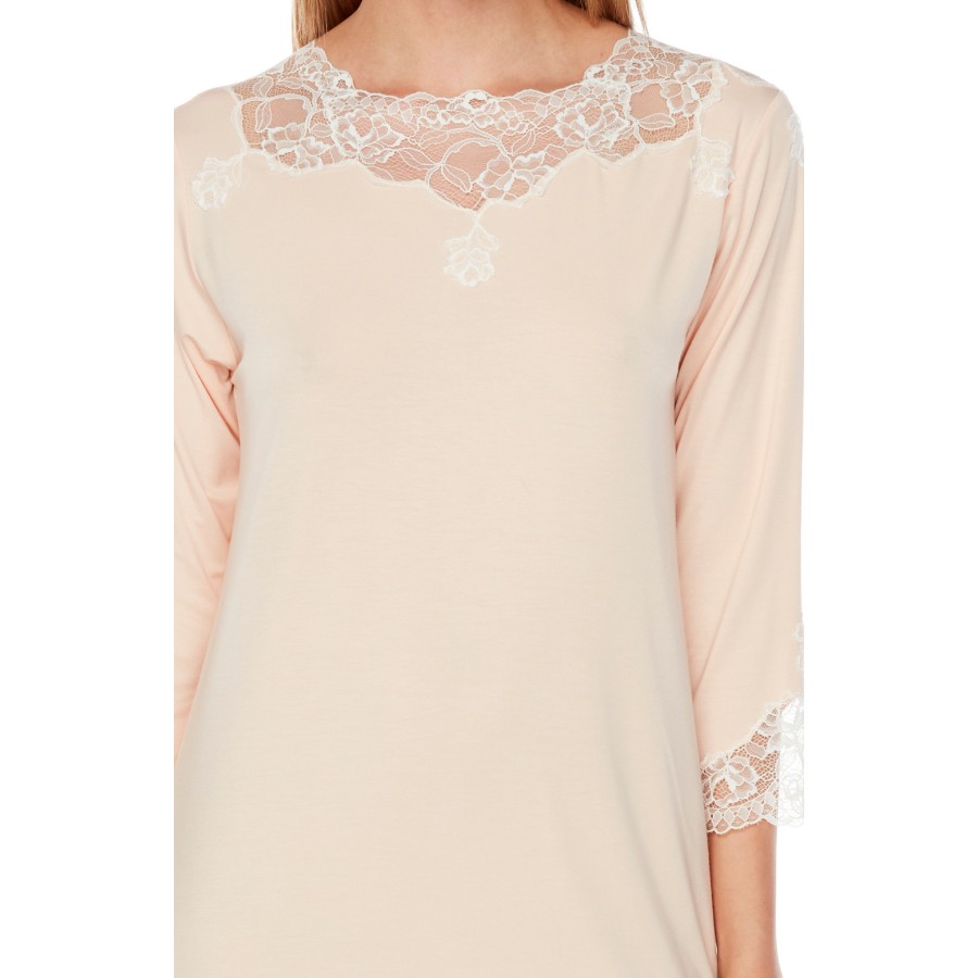 Camisón largo blanco micromodal corte ajustado