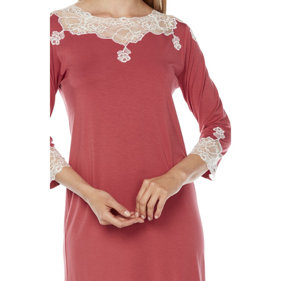 Camisón largo micromodal tono blanco costado