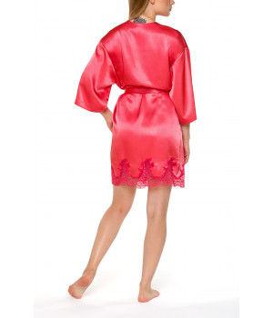 Satin dressing gown, cut just above the knee with three-quarter-length sleeves