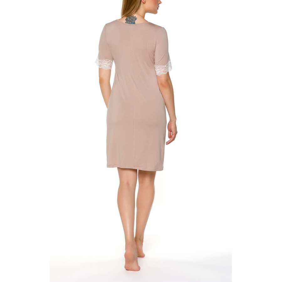 Detalle caída camisón largo micromodal blanco Coemi
