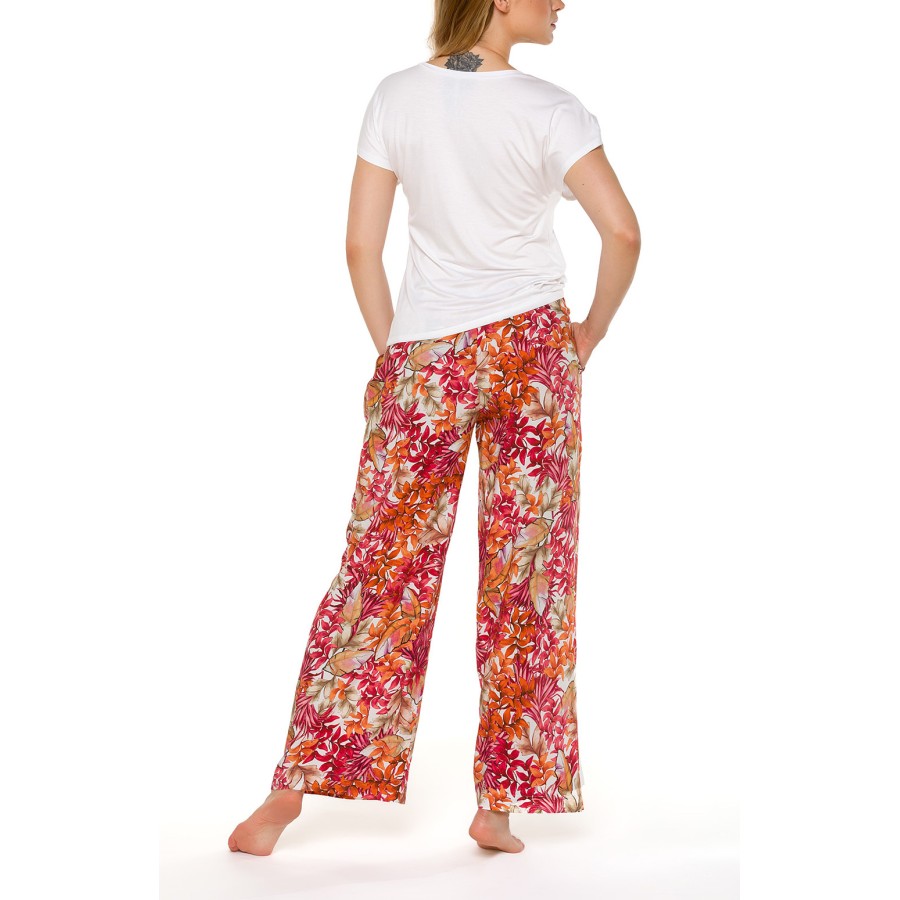 Pijama mujer viscosa florido pierna fluida