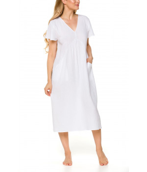 Loose-fitting, flared nightdress/lounge robe with flared short sleeves
