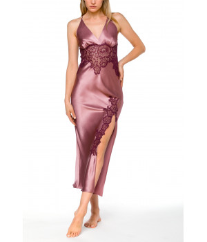 Long nightgown, satin, lace, crossing straps