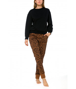 Warm and cosy sweat pants with panther motif or plain black - Coemi-lingerie
