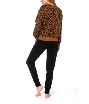 Ropa de estar en casa leopardo ajustada estampada