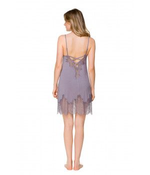 Bezauberndes Negligé aus Micromodal mit Spaghettiträgern und Korsettschnürung am Rücken - Coemi-Lingerie