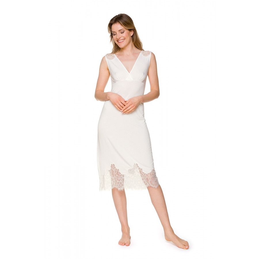 Micromodal and lace sleeveless nightdress with criss-cross straps at the back - Coemi-lingerie