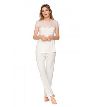 Micromodal and lace pyjamas with a short-sleeve top - Coemi-lingerie