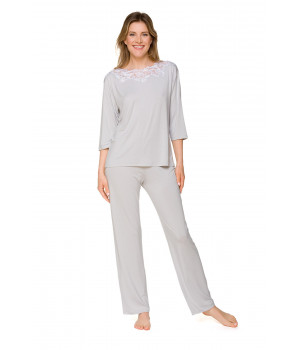 Micromodal and lace two-piece pyjamas with three-quarter-length sleeves - Coemi-lingerie