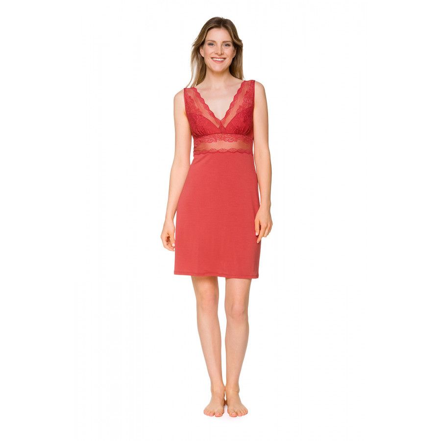 Ärmelloses Negligé aus Micromodal mit breiten Spitzenträgern - Coemi-lingerie Ärmelloses Negligé aus Micromodal mit breiten Spitzenträgern - Coemi-lingerie