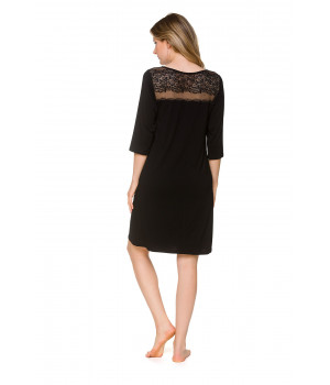 Micromodal and lace nightdress, cut just above the knee, with three-quarter-length sleeves - Coemi-lingerie