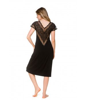 Micromodal and lace nightdress/lounge robe with short flared sleeves - Coemi-lingerie