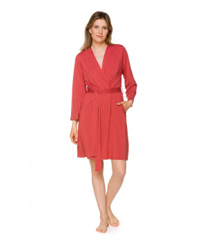Micromodal and lace dressing gown, cut just above the knee, with three-quarter-length sleeves - Coemi-lingerie