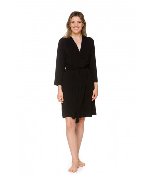 Micromodal and lace dressing gown, cut just above the knee, with three-quarter-length sleeves - Coemi-lingerie