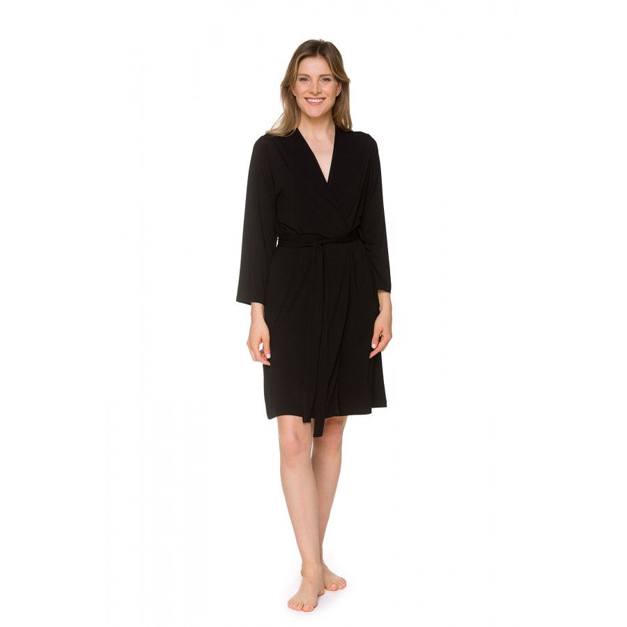 Kurzer Kimono aus Micromodal und Spitze mit ¾-Ärmeln - Coemi-lingerie Kurzer Kimono aus Micromodal und Spitze mit ¾-Ärmeln - Coemi-lingerie