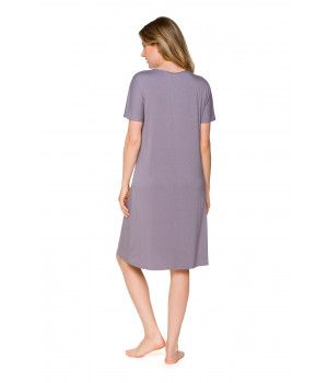 Chemise de nuit forme tunique arrivant aux genoux, manches courtes et dentelle - Coemi-lingerie