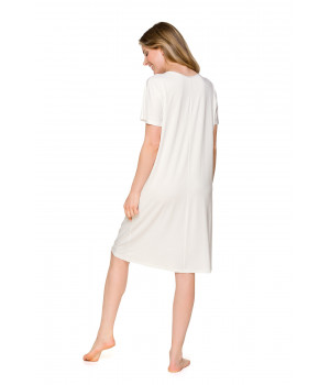 Tunic-shape, knee-length nightdress with short sleeves and lace - Coemi-lingerie