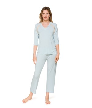 Pijama ajustado micromodal blanco vista frontal