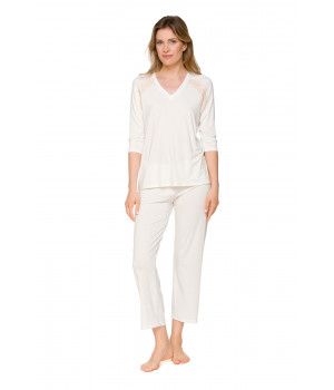 Ensemble pyjama manches et pantalon ¾ et col en V en micromodal - Coemi-lingerie