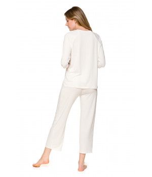 Micromodal pyjamas with three-quarter-length sleeves and bottoms, and a V-neckline - Coemi-lingerie