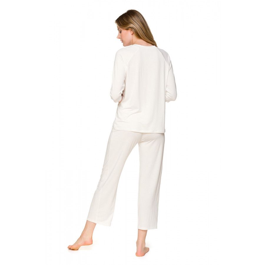 Micromodal pyjamas with three-quarter-length sleeves and bottoms, and a V-neckline - Coemi-lingerie