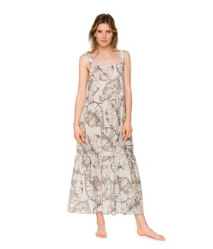 Ropa de estar en casa algodón beige estampado corte amplio