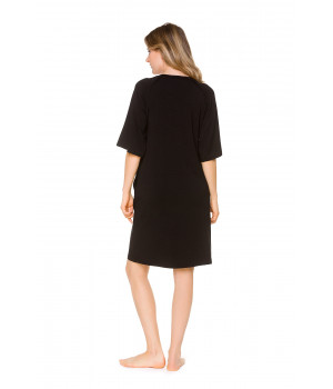 Tunic-shape, short-sleeve Tencel® lounge robe with round neck - Coemi-lingerie