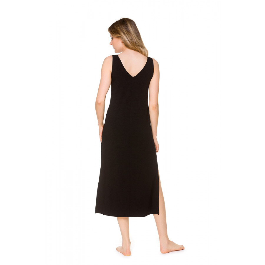 Langes, ärmelloses Hauskleid aus Tencel® mit V-Ausschnitt vorne und am Rücken - Coemi-lingerie