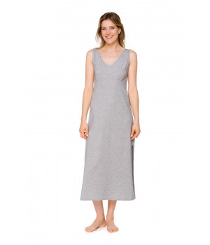 Long, sleeveless, Tencel® lounge robe with a V-neckline front and back