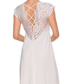 Chemise de nuit arrivant aux dessous des genoux manches courtes micromodal et broderie - Coemi-lingerie