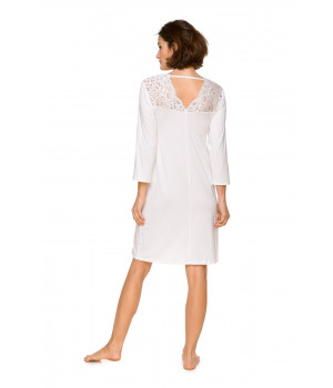 Pretty micromodal and embroidery nightdress with three-quarter-length sleeves and V-neck - Coemi-lingerie