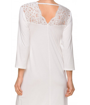 Pretty micromodal and embroidery nightdress with three-quarter-length sleeves and V-neck - Coemi-lingerie