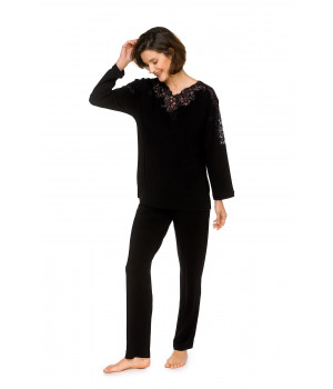 Pyjamas/loungewear outfit in micromodal fabric, loose-fitting top with long sleeves - Coemi-lingerie