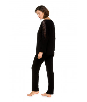 Pyjamas/loungewear outfit in micromodal fabric, loose-fitting top with long sleeves - Coemi-lingerie