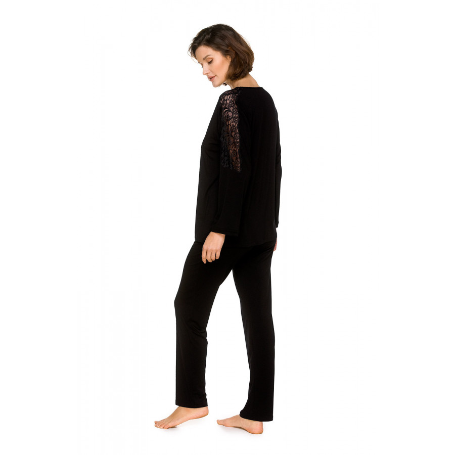 Pyjamas/loungewear outfit in micromodal fabric, loose-fitting top with long sleeves - Coemi-lingerie