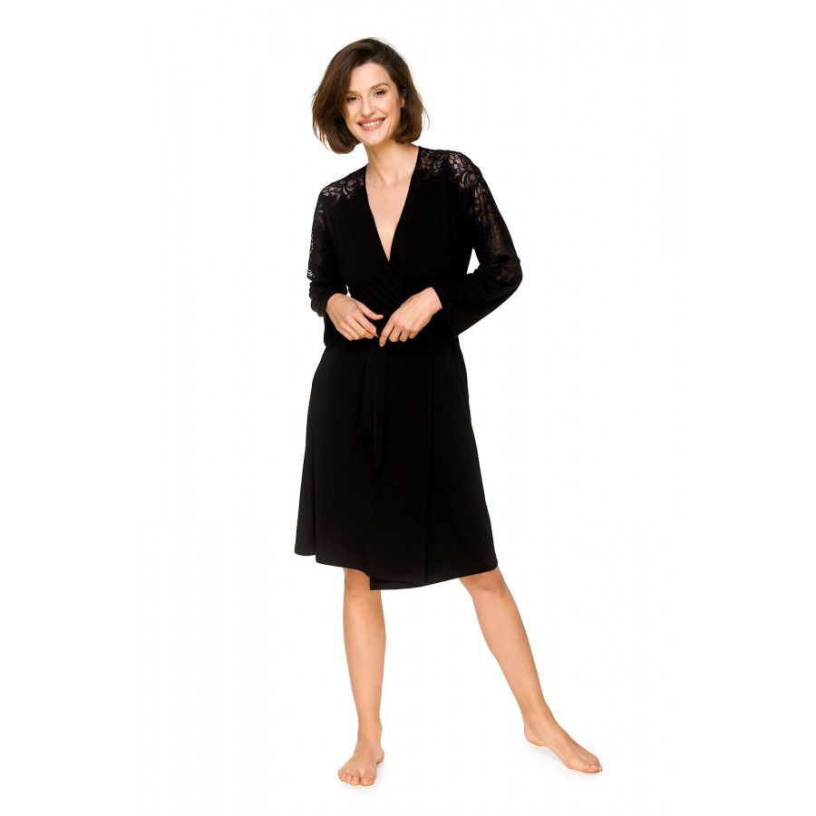 Halblanger Kimono aus Micromodal und Spitze an Schultern und langen Ärmeln - Coemi-lingerie Halblanger Kimono aus Micromodal und Spitze an Schultern und langen Ärmeln - Coemi-lingerie