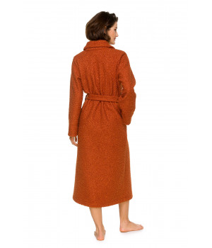 Grand peignoir/robe de chambre long très enveloppant couleur ocre orangé col châle