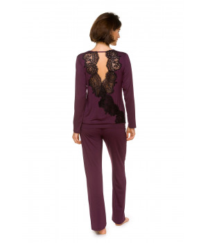 Gorgeous two-piece micromodal pyjamas with long sleeves and lace at the back - Coemi-lingerie