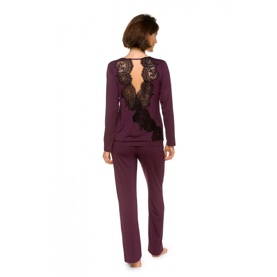 Gorgeous two-piece micromodal pyjamas with long sleeves and lace at the back - Coemi-lingerie