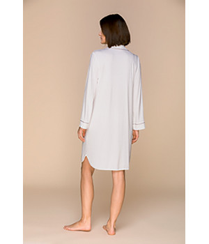 Shirt-style long-sleeve long nightshirt, buttoned all the way up - Coemi-lingerie