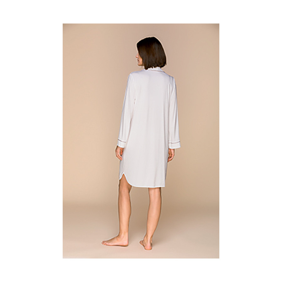 Shirt-style long-sleeve long nightshirt, buttoned all the way up - Coemi-lingerie