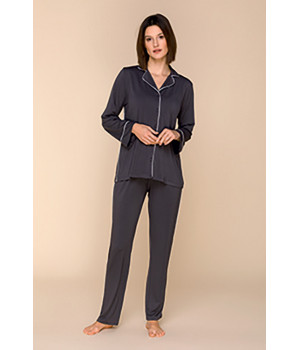 2-piece pyjamas in micromodal fabric with a shirt-style top and loose-fitting, straight-cut bottoms - Coemi-lingerie