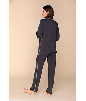 2-piece pyjamas in micromodal fabric with a shirt-style top and loose-fitting, straight-cut bottoms - Coemi-lingerie