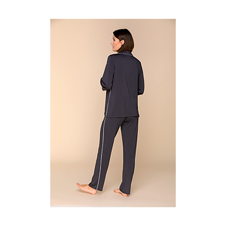 2-piece pyjamas in micromodal fabric with a shirt-style top and loose-fitting, straight-cut bottoms - Coemi-lingerie