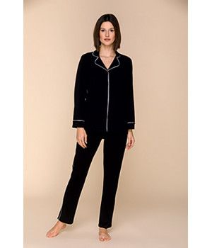 Ensemble pyjama 2 pièces en micromodal haut style chemise pantalon fluide et droit - Coemi-lingerie