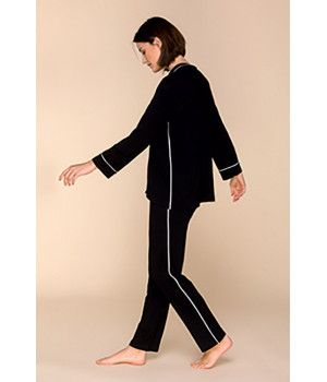 Ensemble pyjama 2 pièces en micromodal haut style chemise pantalon fluide et droit - Coemi-lingerie